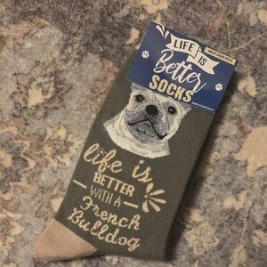 French Bulldog Socks - Green and Tan
